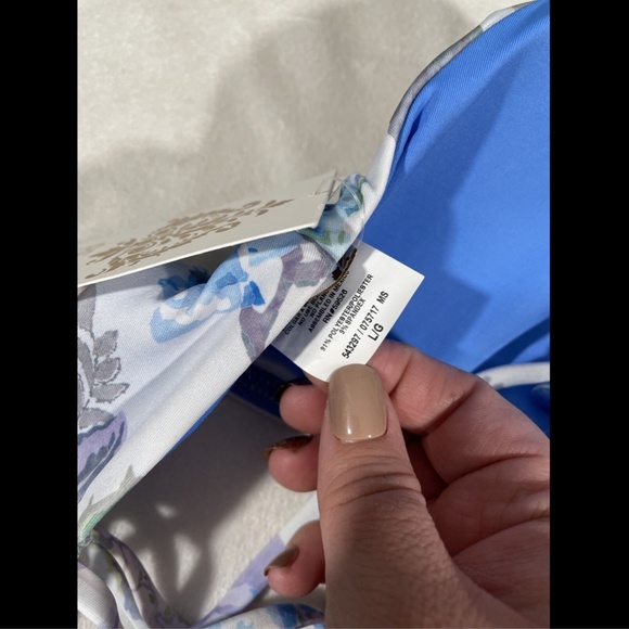 NWT BECCA Vintage Floral Halter Bikini‎ Top in Blue/Purple [SZ Large ] - Picture 11 of 11